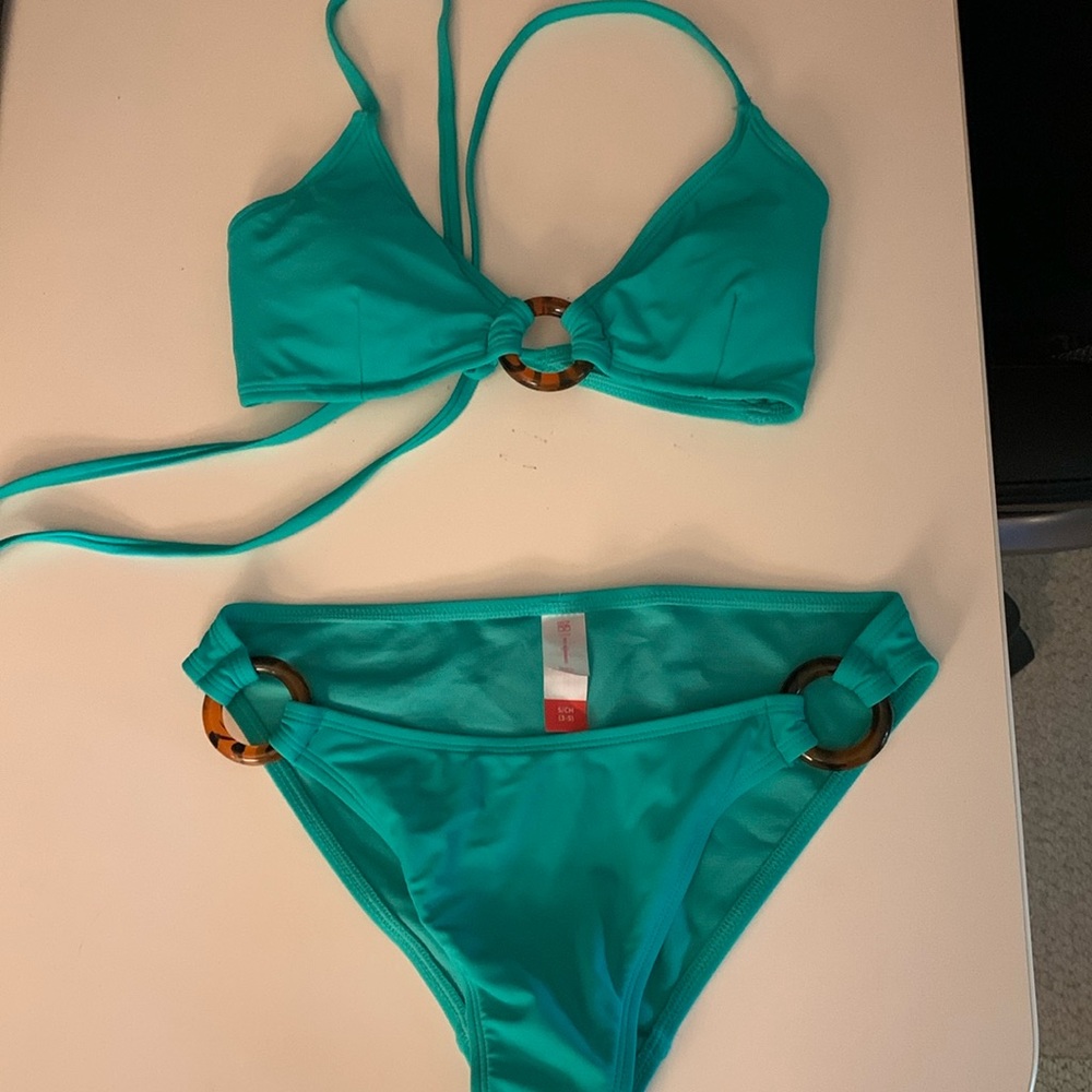 Teal two piece swimsuit